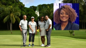 Canadian golfers share a photo opportunity at the Sandals Golf and Country Club. (Inset) Angella Bennett, Jamaica Tourist Board&#039;s Regional Director for Canada.