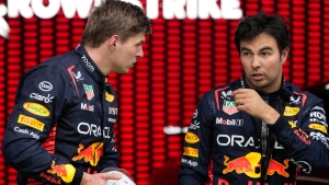 Sprint winner Max Verstappen claims team-mate Sergio Perez pushed him off track