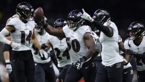 Justin Houston and the Baltimore Ravens&#039; defense manhandle the New Orleans Saints