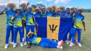 The triumphant Barbados U-15 team.