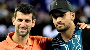 Australian Open: Djokovic thankful to avoid hostile welcome, but Kyrgios sends him sprawling on Rod Laver Arena