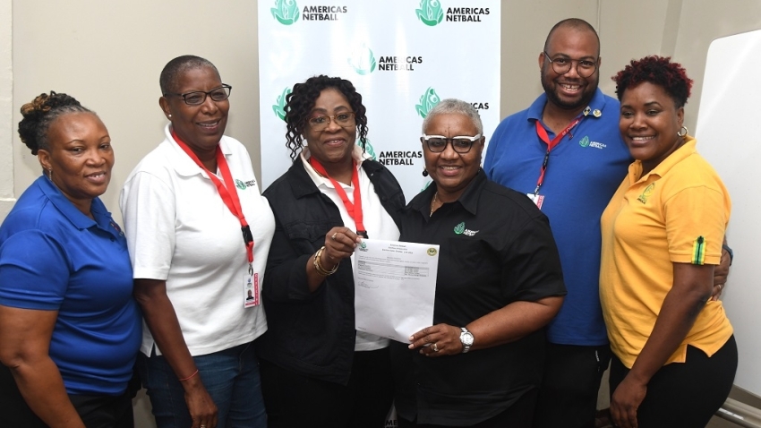 The new executive for Americas Netball after the elections of officers at the AGM at Liguanea Club in Kingston.  (L - R) Shirley Benjamin - Secretary, Jacintha Ballentine - Treasurer, Dr. Bridget Adams - President, Marva Bernard - Regional Director and immediate past president, Javon Edwards - 2nd Vice-President and Simone Forbes - 1st Vice-President.