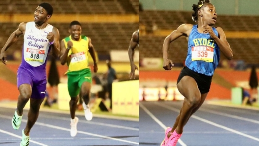KC's Bouwahjgie Nkrumie (9.99) and Hydel's Alana Reid (10.92) set national junior records, break new ground for Jamaica's high school sprinters