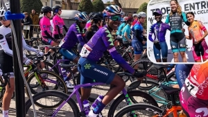 Sharpe was on the podium twice in her pro debut in Spain on Saturday.