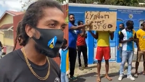 St Lucia footballers demonstrate before SLFA office against withdrawal from World Cup qualifiers