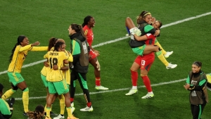 Jamaica&#039;s Reggae Girlz celebrate their historic qualification for the FIFA Women&#039;s World Cup round of 16 after holding Brazil to a 0-0 draw which eliminated the South American team from competition on Wednesday.