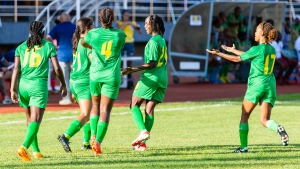 Grenada celebrate a goal against USVI.