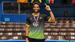 Jamaica&#039;s Samuel Ricketts indicates his status after topping the tournament in Cuba, on Sunday.