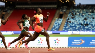 Shericka Jackson on her way to victory in the women&#039;s 200m at the Rabat Diamond League meet on Sunday.