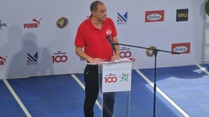 GraceKennedy CEO Don Wehby speaking at the 2022 Champs launch on Monday